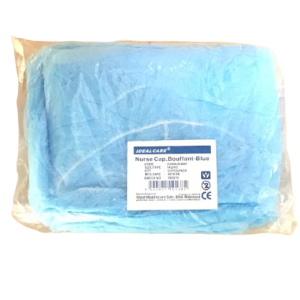 IDEALCARE NURSE CAP, ROUND/BOUFFANT - BLUE (100'S/PACK)