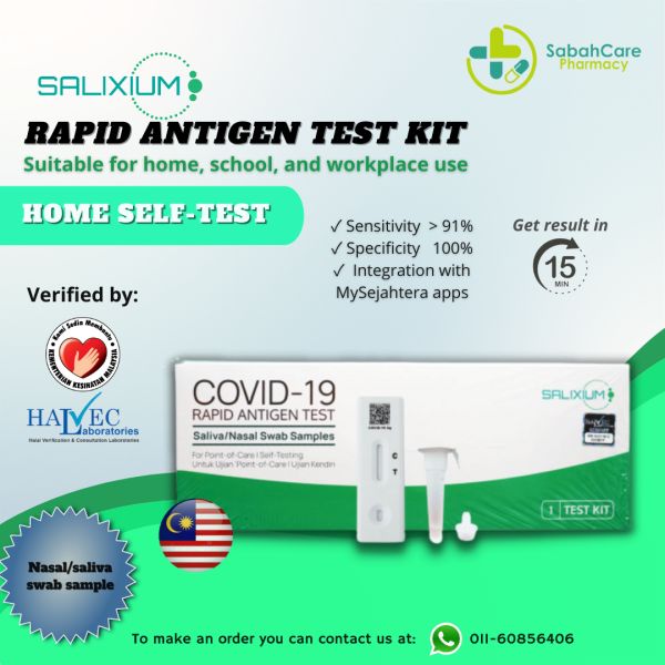 SALIXIUM COVID-19 RAPID ANTIGEN TEST KIT (SALIVA/NASAL SWAB) 1'S