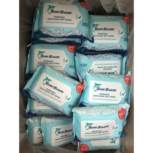 SANISHARK PERSONAL SANITIZING WET WIPES 20'S (DENATURED ALCOHOL) - Image 2