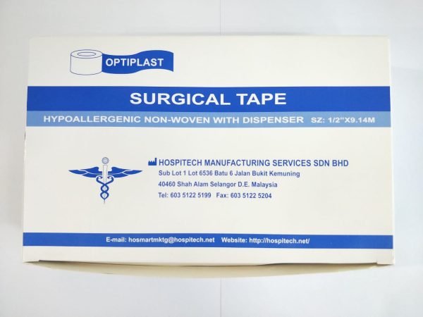 HOSPITECH SURGICAL TAPE 1/2'' X 9.14M WITH DISPENSER (24'S/BOX)