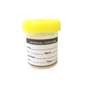 IDEALCARE POLYSTYRENE SPECIMEN NON-STERILE URINE CONTAINER 60ML WITH RED CAP/UNIVERSAL YELLOW CAP (1'S/BOTTLE)