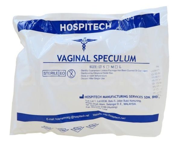 HOSPITECH VAGINAL SPECULUM STERILE CENTRE SCREW TYPE - SIZE: SMALL/MEDIUM (1'S)