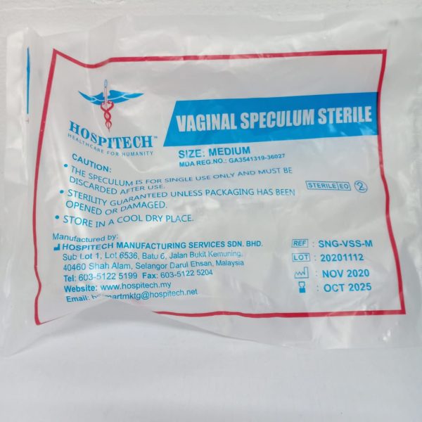HOSPITECH VAGINAL SPECULUM STERILE CENTRE SCREW TYPE - SIZE: SMALL/MEDIUM (1'S) - Image 2