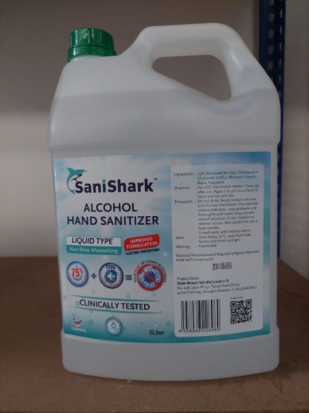 SANISHARK 75% ALCOHOL HAND SANITIZER LIQUID TYPE 5L (Delivery sabah & labuan only)
