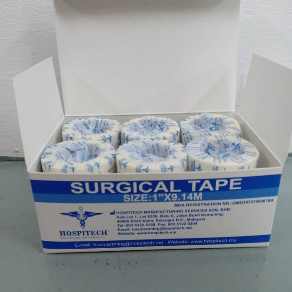 HOSPITECH SURGICAL TAPE 1'' X 9.14M WITHOUT DISPENSER (12'S/BOX)