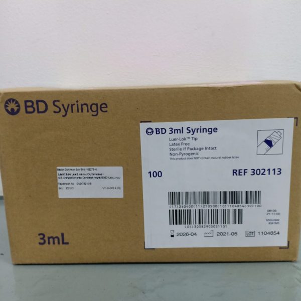 BD DISPOSABLE SYRINGE 3ML LUER LOCK (100'S)