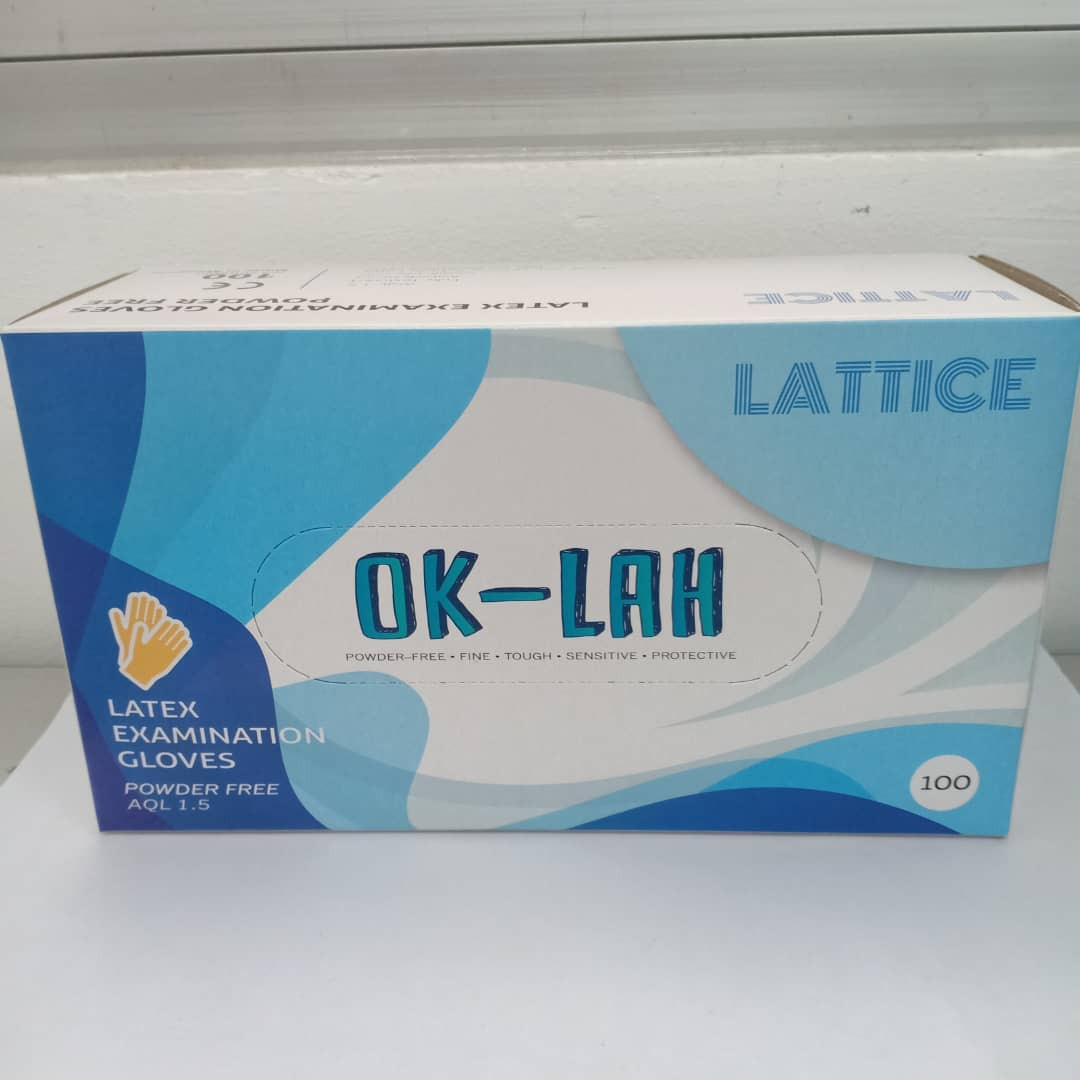LATTICE OK-LAH LATEX POWDER FREE GLOVES SIZE S