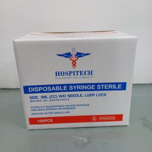 HOSPITECH DISPOSABLE SYRINGE LUER LOCK WITHOUT NEEDLE 100'S