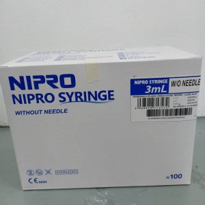NIPRO DISPOSABLE SYRINGE 3ML LUER SLIP (100'S/BOX)