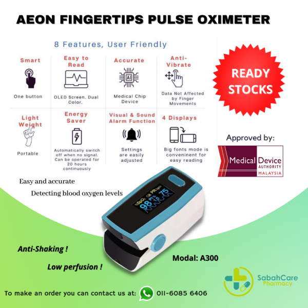 FINGERTIP OXIMETER (AEON PULSE OXIMETER) 3 MONTHS WARRANTY (NON-RETURNABLE)