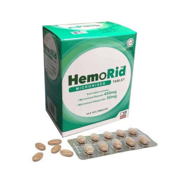 DUOPHARMA HEMO RID TABLET 10 X 10'S (MICRONISED DIOSMIN 450MG + HESPERIDIN 50MG)