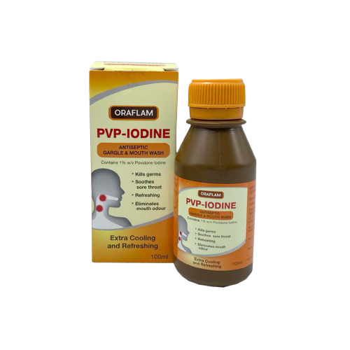ORAFLAM ANTISEPTIC GARGLE & MOUTHWASH 100ML (PVP-IODINE 1%)