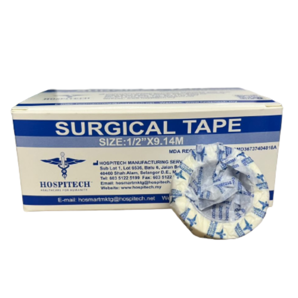HOSPITECH SURGICAL TAPE 1/2'' X 9.14M WITHOUT DISPENSER (24'S/BOX)