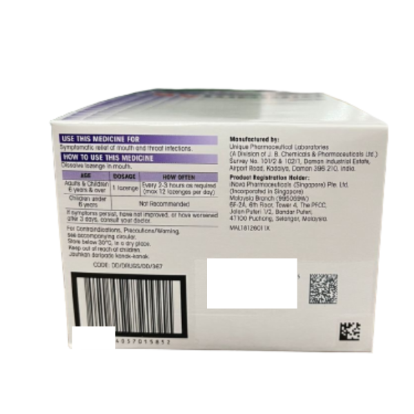INOVA DIFFLAM AB SORE THROAT LOZENGES 24PCKS X 6'S (BLACKCURRANT) - Image 2