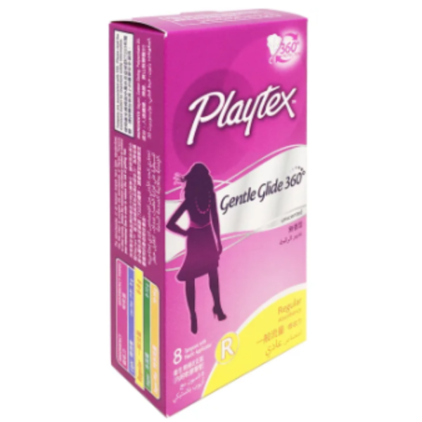 PLAYTEX 360 GENTLE GLIDE TAMPONS WITH PLASTIC APPLICATOR 8'S (REGULAR)