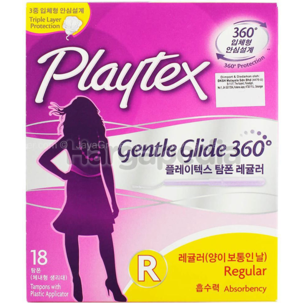 PLAYTEX 360 GENTLE GLIDE TAMPONS WITH PLASTIC APPLICATOR 18'S (REGULAR)