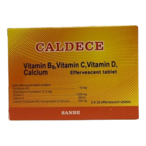 CALDECE EFFERVESCENT TABLET 2 X 10'S (VITAMIN C 1000MG,VITAMIN B6 15MG,VITAMIN D 300IU,CALCIUM CARBONATE 250MG)
