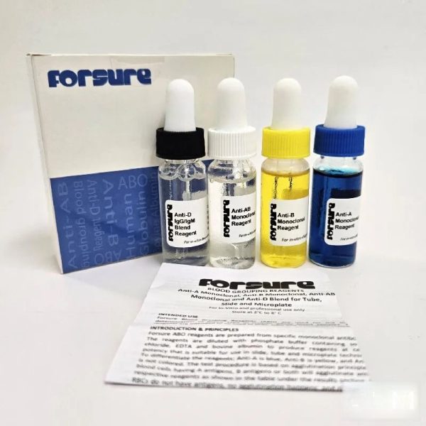 FORSURE ABO BLOOD TYPING SET (ANTI-A, ANTI-B, ANTI-AB, ANTI-D) 10ML X 4VIALS / SET