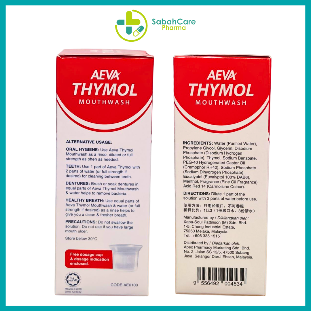 AEVA THYMOL MOUTHWASH 120ML - Image 2