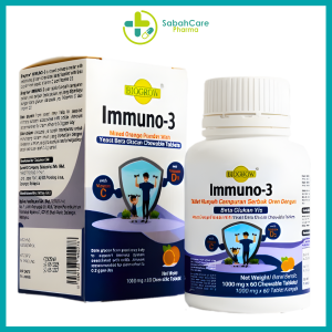 BIOGROW IMMUNO-3 1000MG X 60'S TABLETS ( ORANGE POWDER, YEAST BETA GLUCAN, VITAMIN C, VITAMIN D3)
