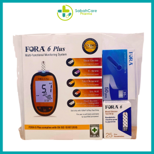 FORA 6 PLUS MULTI-PARAMETER MONITORING SYSTEM (BG) WITH 2X25'S BG TEST STRIP AND 50'S TWIST LANCET ( MDA REG: IVDC4614719-33481 )