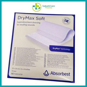 DRYMAX SOFT 10CM X 10CM (SUPERABSORBENT DRESSING FOR EXUDING WOUNDS) 10'S