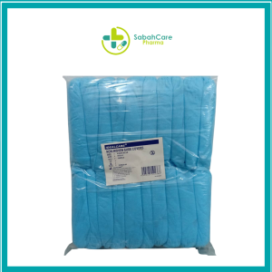 IDEALCARE DISPOSABLE NON-WOVEN SHOE COVERS PP 30GSM (NON-STERILE) BLUE (100'S/BAG)
