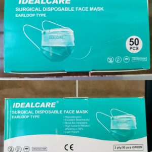 Alternative view of IDEALCARE DISPOSABLE 3PLY SURGICAL FACE MASK TIE-ON/EAR-LOOP 50'S (GREEN) - ORIGIN: MALAYSIA