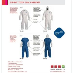 TYVEK DUPONT DUAL GARMENT MODEL 1275 WITH HOOD