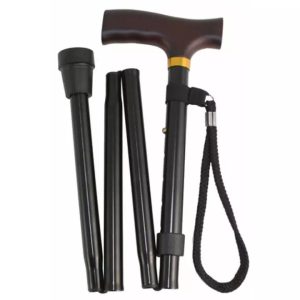HOSPITECH FOLDABLE WALKING STICK 1'S (BLACK/SILVER)