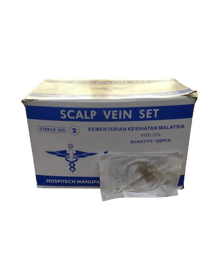 HOSPITECH SCALP VEIN SET BUTTERFLY 21G (GREEN), 23G (BLUE), 25G (ORANGE), 27G (GREY) WITH SLIP FITTING 100'S (VENOFIX) - Image 2