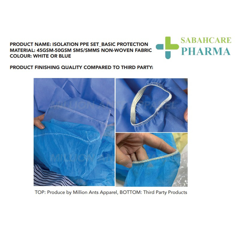 PPE ISOLATION SET 45GSM (GOWN, HEAD & BOOTS COVER) 1 SET (AIR FREIGHT) - Image 4