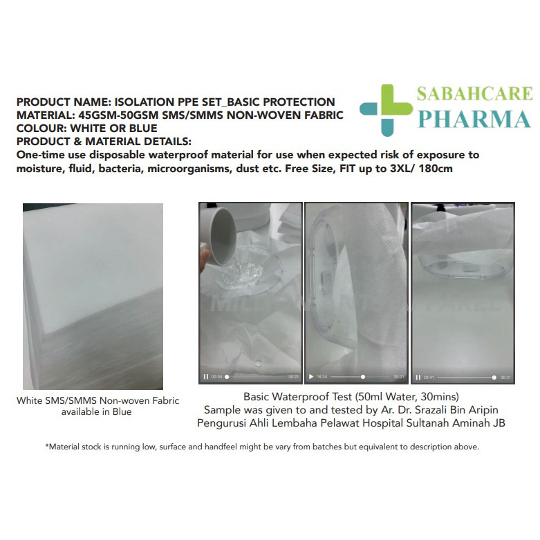 PPE ISOLATION SET 45GSM (GOWN, HEAD & BOOTS COVER) 1 SET (AIR FREIGHT) - Image 2