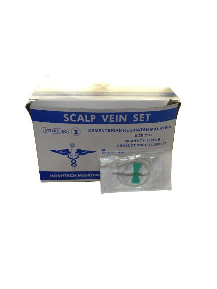 HOSPITECH SCALP VEIN SET BUTTERFLY 21G (GREEN), 23G (BLUE), 25G (ORANGE), 27G (GREY) WITH SLIP FITTING 100'S (VENOFIX) - Image 4