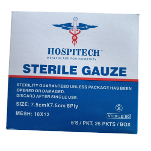 HOSPITECH 8PLY GAUZE SWAB (STERILE) 7.5CM X 7.5CM/10CM X 10CM (20PKT/BOX)