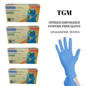 TGM NITRILE BLUE GLOVES POWDER FREE 100'S (SIZE : XS/S/M/L)