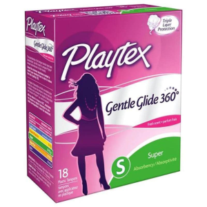 PLAYTEX 360 GENTLE GLIDE TAMPONS WITH PLASTIC APPLICATOR 18'S (SUPER)