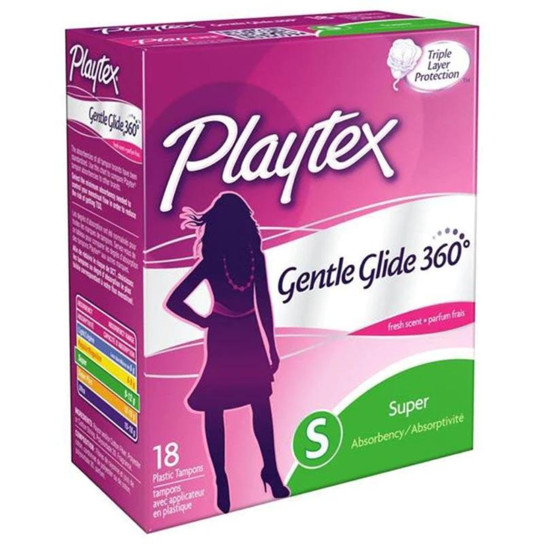 PLAYTEX 360 GENTLE GLIDE TAMPONS WITH PLASTIC APPLICATOR 18'S (SUPER)