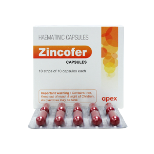 ZINCOFER CAPSULES 100'S (FEROUS FUMARET 350MG, CYANOCOBALAMIN 5MCG, FOLIC ACID 1MG, ASCORBIC ACID 75MG, HYDROCHLORIDE 1.5MG, ZINC SULFATE MONOHYDRATE 55MG, SODIUM BENZOATE 0.3MG)