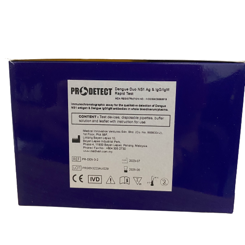 MEDIVEN PRODETECT DENGUE DUO NS1 ANTIGEN & IgG/IgM TEST KIT 25'S - Image 2