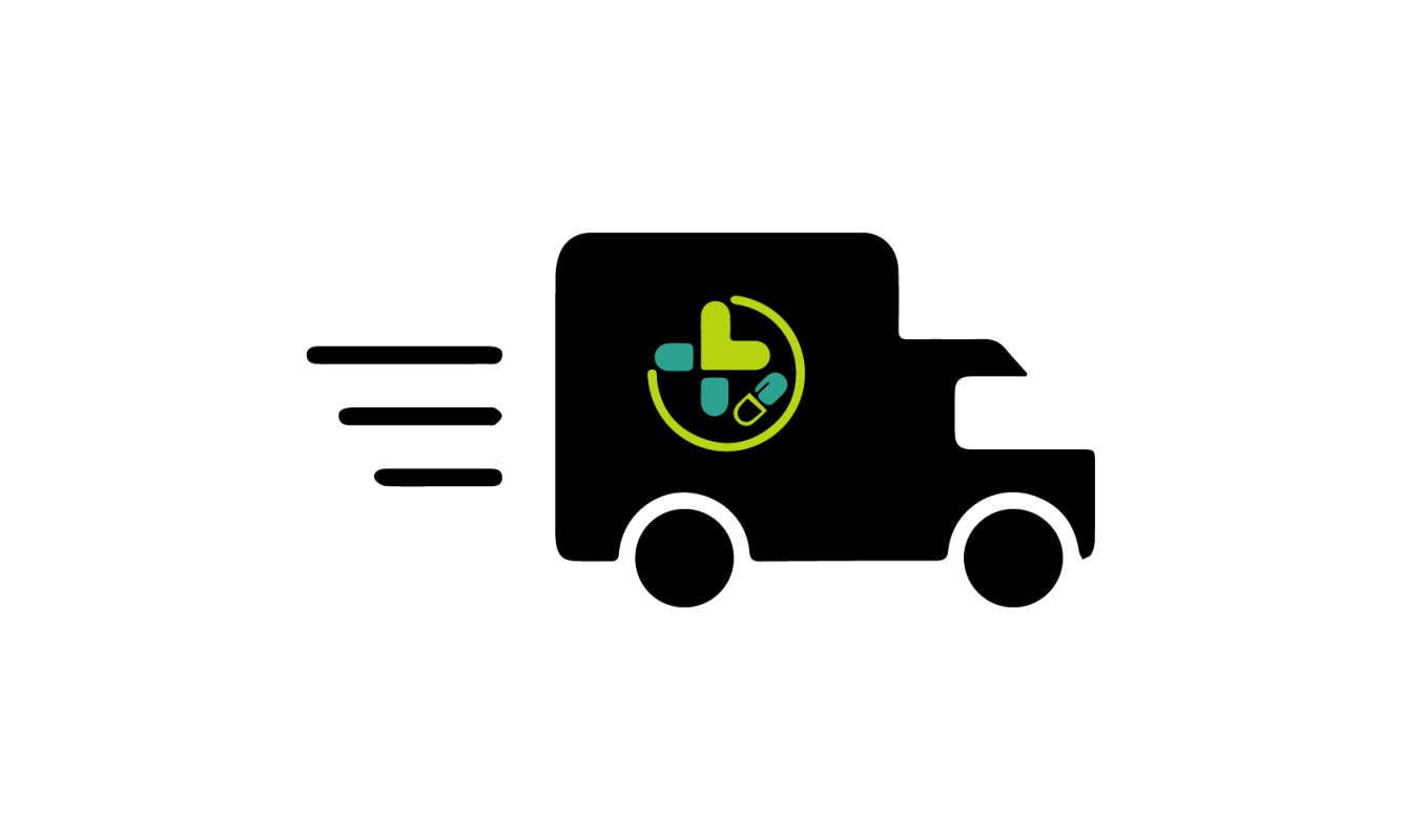 Delivery truck with SabahCare Pharma logo