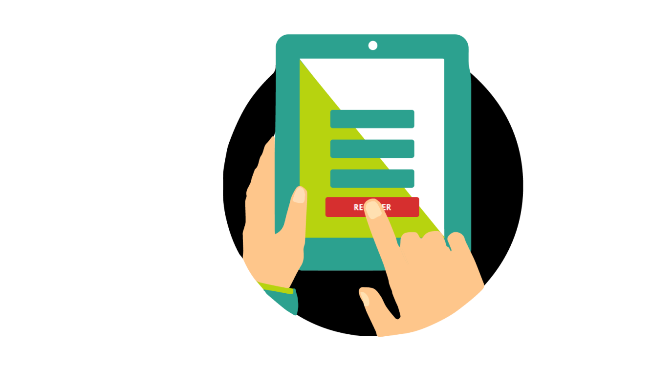 Hand filling in online form