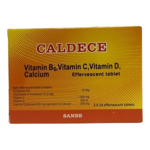 CALDECE EFFERVESCENT TABLET 2 X 10'S (VITAMIN C 1000MG,VITAMIN B6 15MG,VITAMIN D 300IU,CALCIUM CARBONATE 250MG)