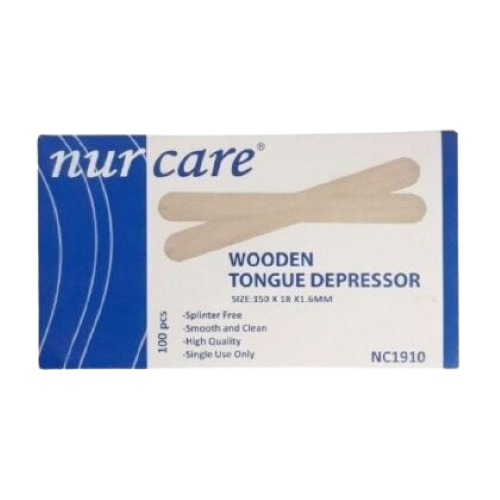 NURCARE WOODEN TONGUE DEPRESSOR 100'S