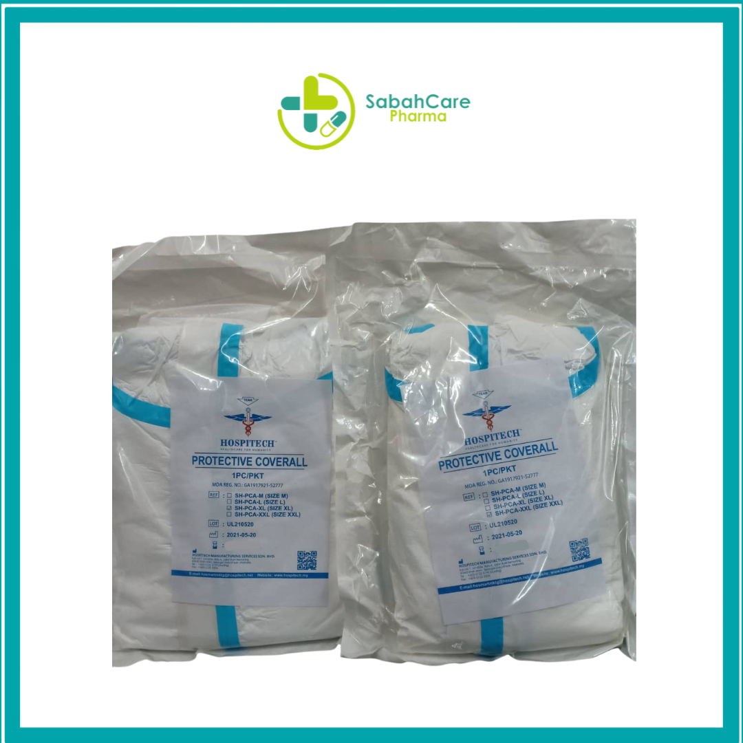 HOSPITECH PROTECTIVE COVERALL WITHOUT BOOT COVER (SIZE: XL/XXL) 1PC/PKT