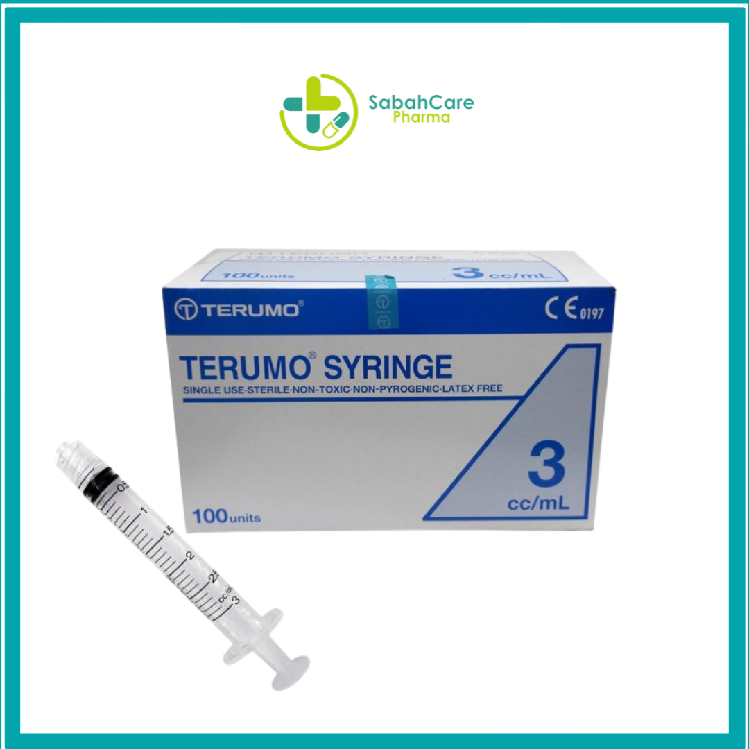 TERUMO DISPOSABLE SYRINGE 3ML WITHOUT NEEDLE 100'S/BOX