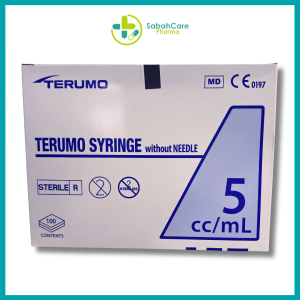 TERUMO DISPOSABLE SYRINGE 5ML WITHOUT NEEDLE 100'S/BOX (MDA REG: GA4722621-65272)