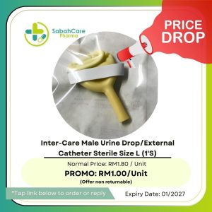 INTER-CARE MALE URINE DROP/EXTERNAL CATHETER STERILE SIZE L (1'S)